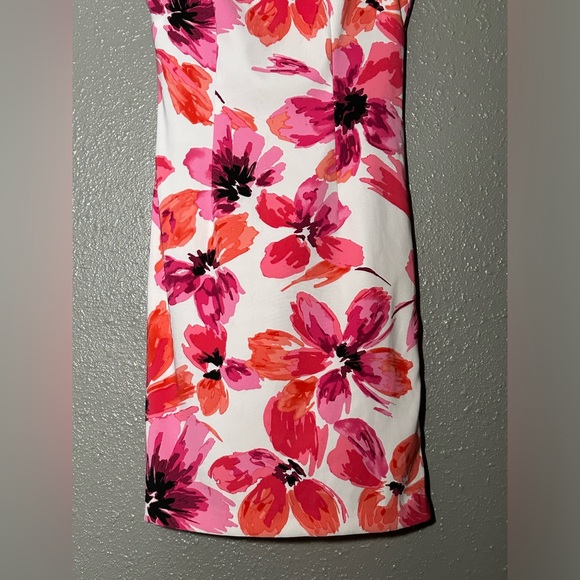 Mario Serrani Fitted White Dress Floral Print Sleeveless Women’s Size 2 Party - Picture 2 of 16